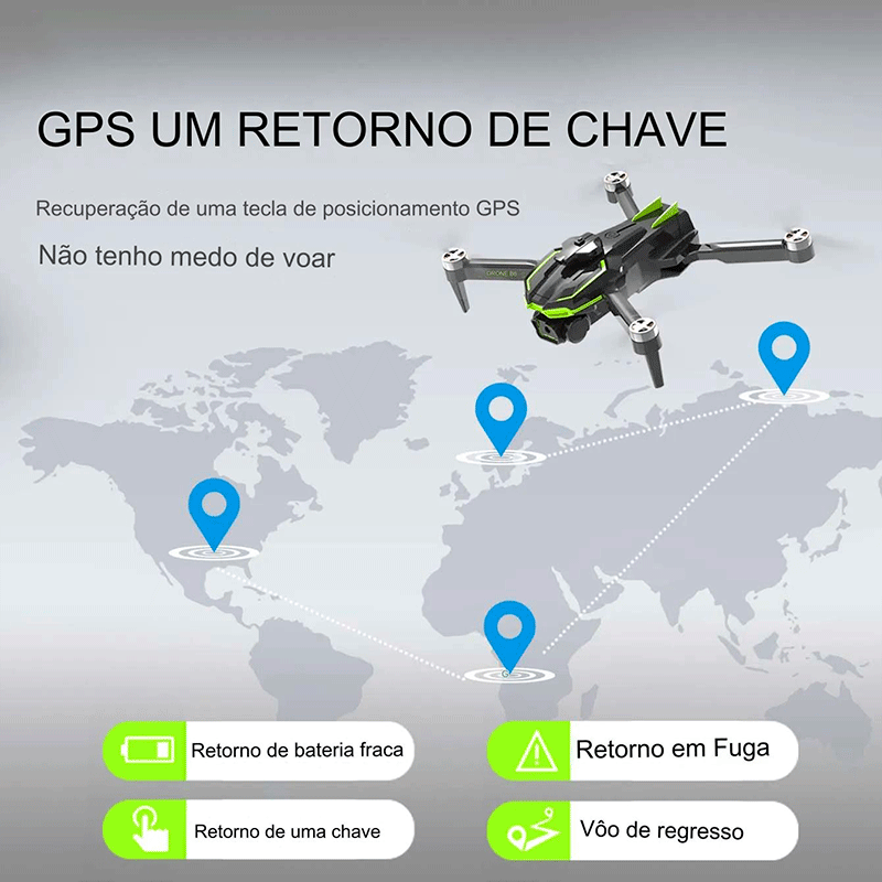 Drone HyuMax B816 PRO Câmera em 8K Full HD, 8000 Metros, Motor Brushless, 5G WiFi, GPS