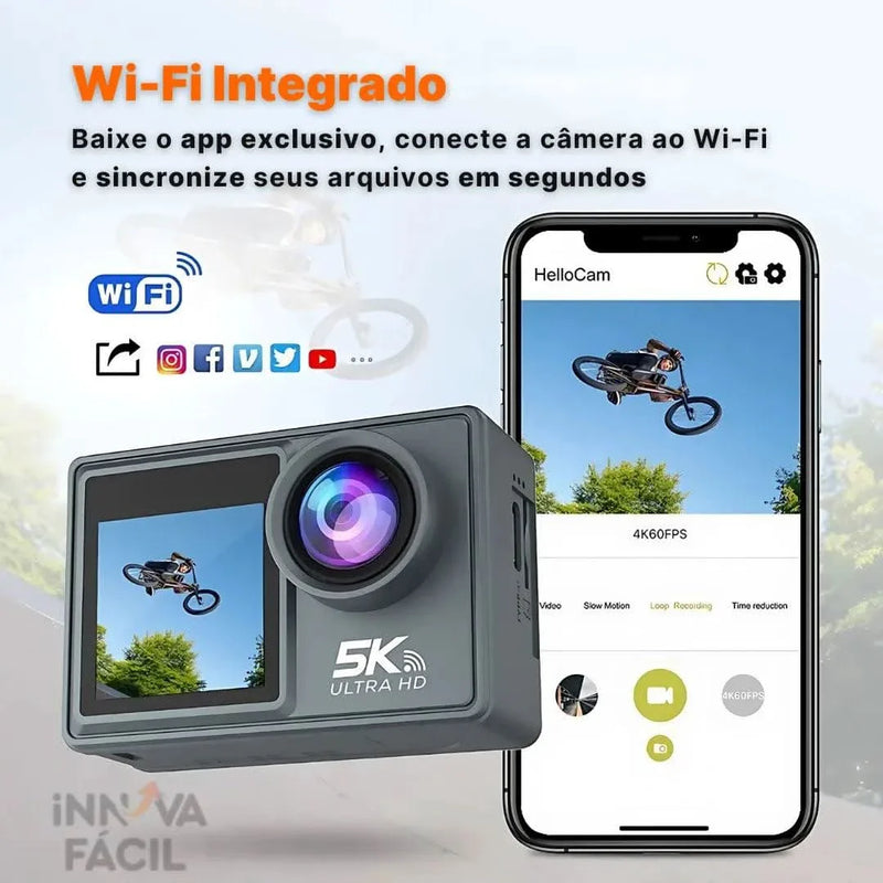 Câmera GoAction 5K 2.0 – Capture cada detalhe dos seus esportes radicais