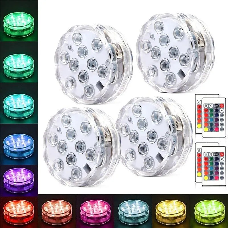 Luminárias de Piscina RGB [Kit Sem Fio] – Decore, ilumine e transforme sua piscina