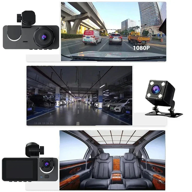 Câmera completa 4k para carro DVR 3 unidades  - Visão Noturna e Infravermelho em Alta Definição