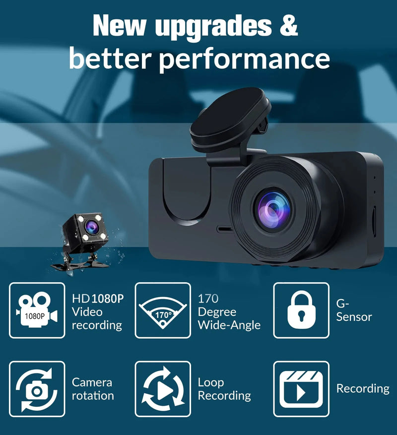 Câmera completa 4k para carro DVR 3 unidades  - Visão Noturna e Infravermelho em Alta Definição
