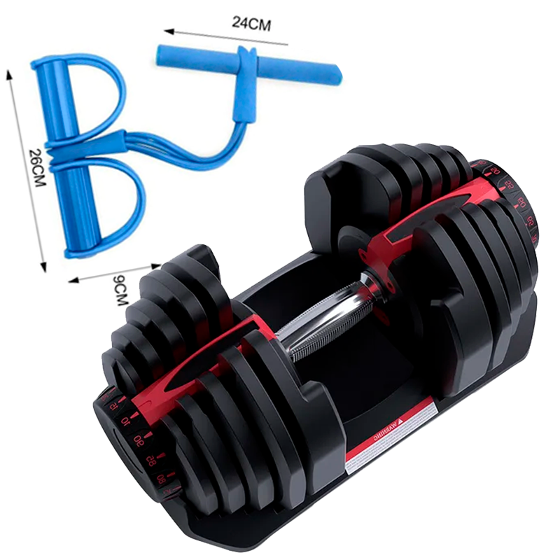Halter Regulável de 2 a 24 Kg Profissional | Treino Completo com Extensor Elástico de Academia de Brinde