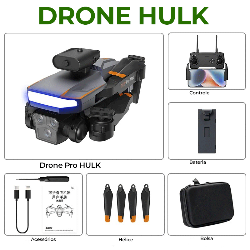 Drone Hk 3 Câmeras 4K, 6K, 8K, 5G WiFi, 5000M, GPS, Motor Brushless