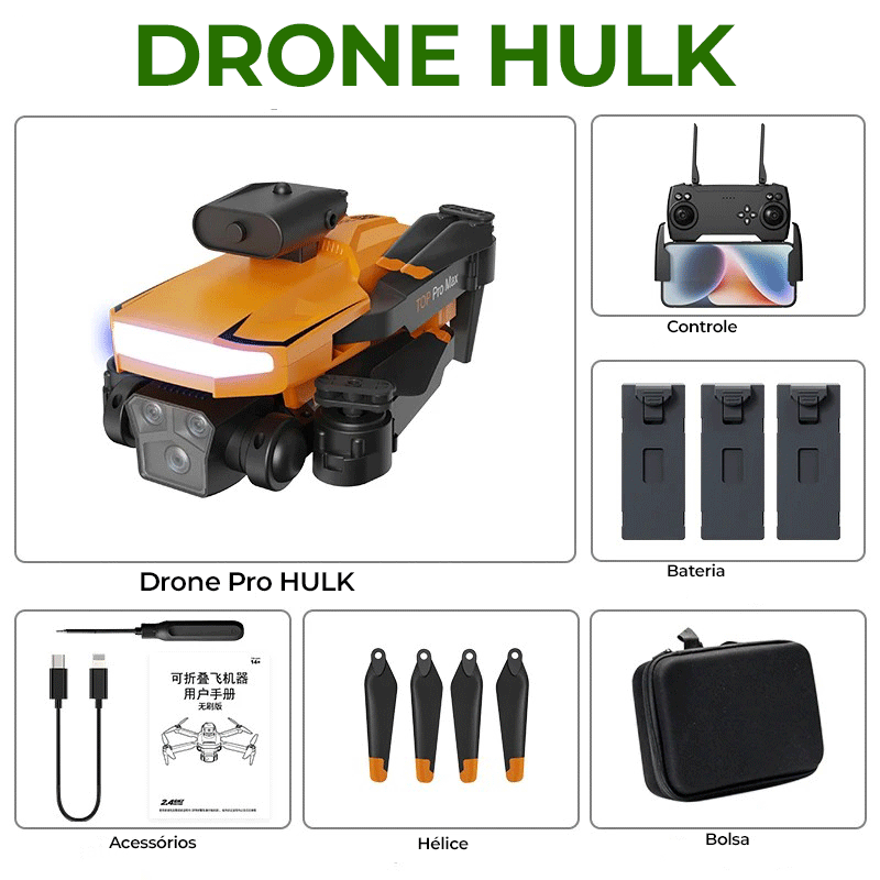 Drone Hk 3 Câmeras 4K, 6K, 8K, 5G WiFi, 5000M, GPS, Motor Brushless