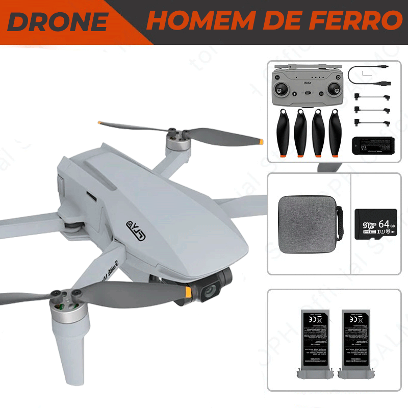 Drone com Câmera 4K, 5G e WiFi, Cardan de 3 Eixos, 3000M, GPS, Motor Brushless - HF