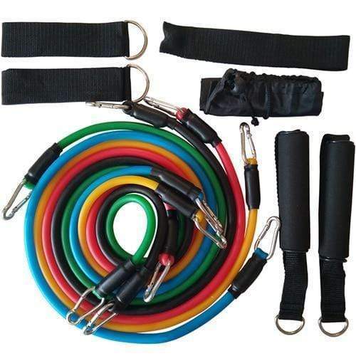 Kit de Elásticos Extensores para Exercícios e Academia em Casa – 11 Peças, Treino Completo de Força e Resistência