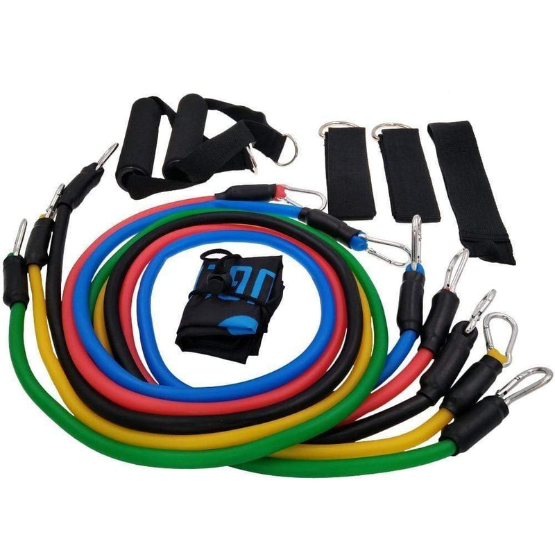 Kit de Elásticos Extensores para Exercícios e Academia em Casa – 11 Peças, Treino Completo de Força e Resistência