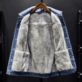 Jaqueta Jeans Masculina Térmica de Tecido Francês Forrado Acolchoado Interno