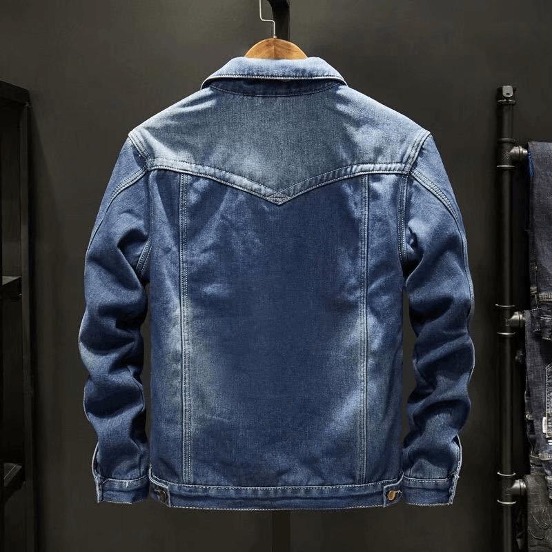 Jaqueta Jeans Masculina Térmica de Tecido Francês Forrado Acolchoado Interno