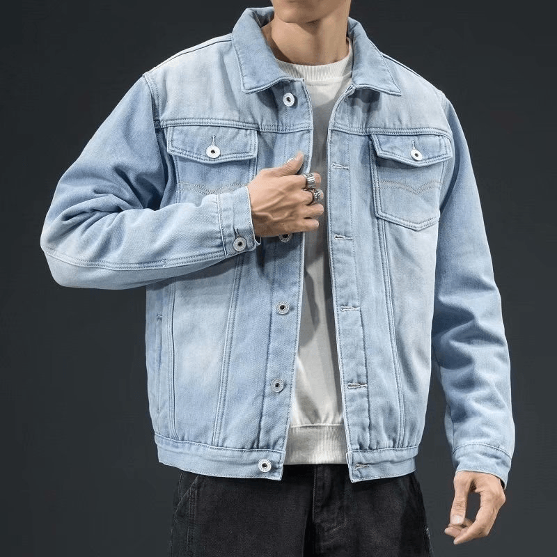Jaqueta Jeans Masculina Térmica de Tecido Francês Forrado Acolchoado Interno