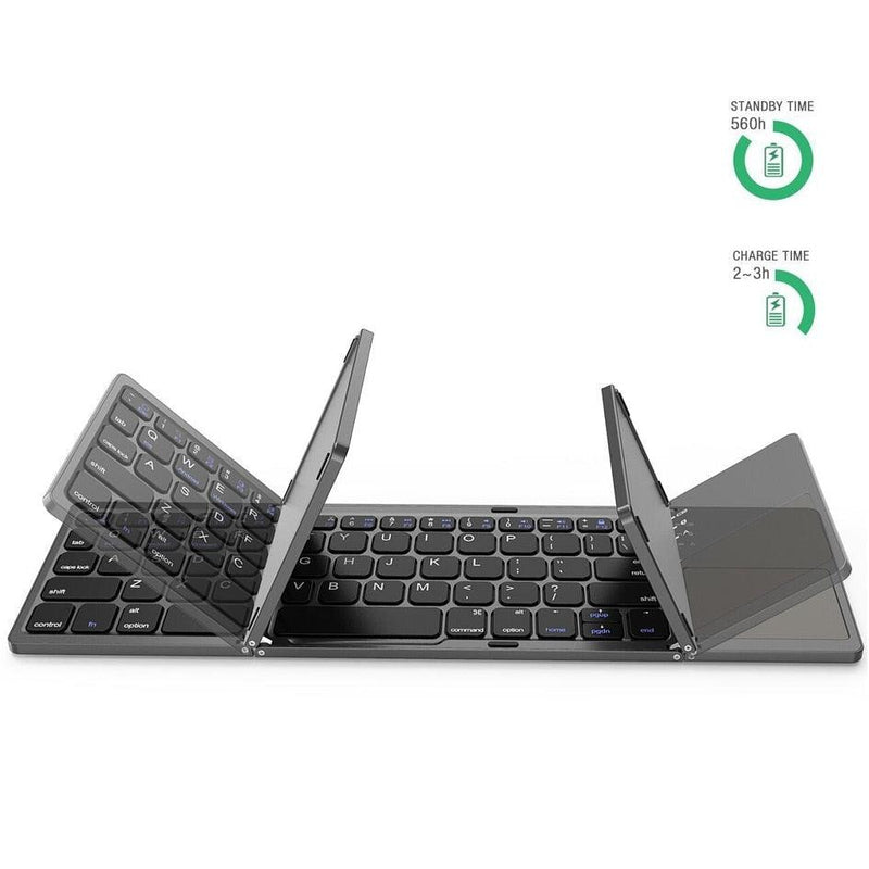 Teclado Sem Fio Dobrável Portátil Bluetooth + Touchpad Para Celular PC Tablet