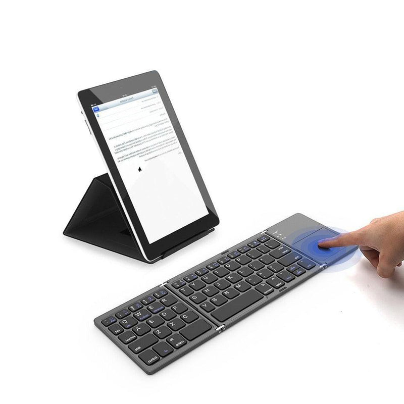 Teclado Sem Fio Dobrável Portátil Bluetooth + Touchpad Para Celular PC Tablet