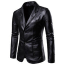 Blazer Estilo Moderno de Couro Slim Fit Masculino