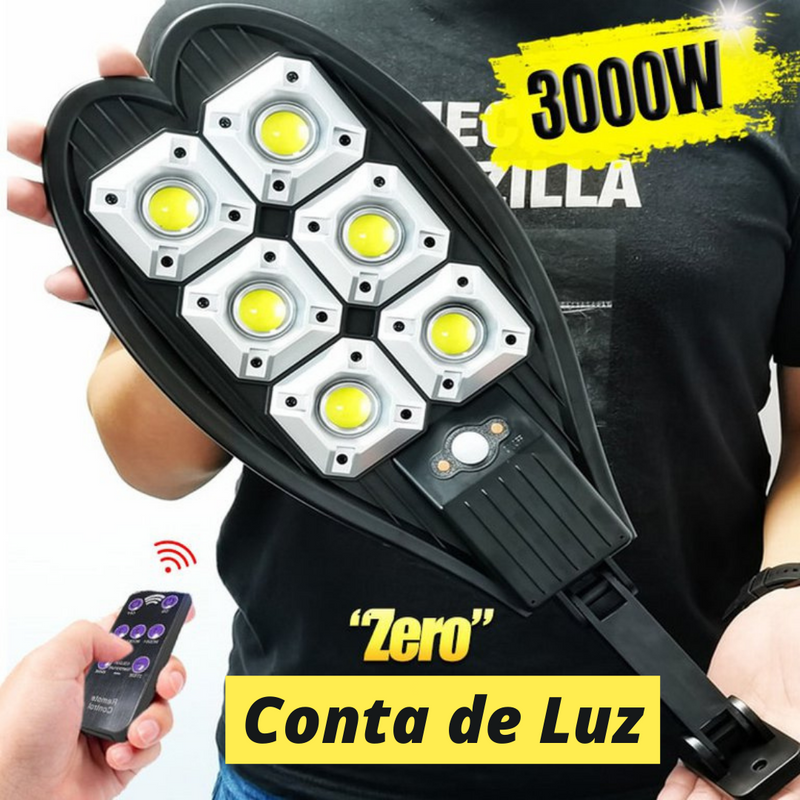 Refletor de Led Energia Solar com Controle Remoto Prova D'água 3000W - SolarWat